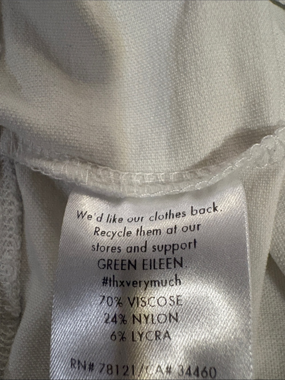 Eileen Fisher White Crepe Pull-On Straight Leg Pants - Picture 4 of 8